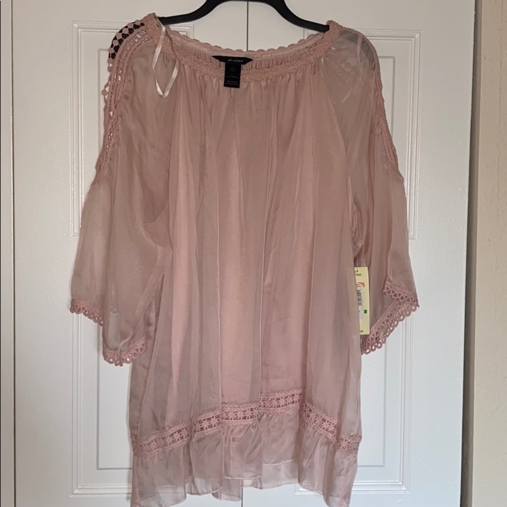 Ali miles pink blouse NWT size large